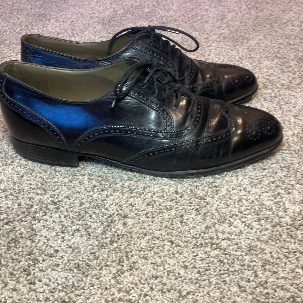 VTG Bally of Switzerland Princeton Mens Black Leather Wingtip Oxford Shoes 7.5 D